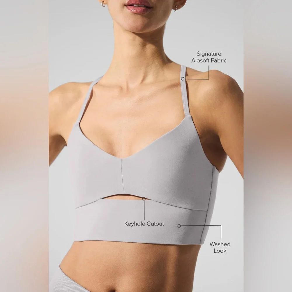 ALO YOGA | ✨NEW✨ Washed Alosoft Highlight Bra in Grey Sky Wash